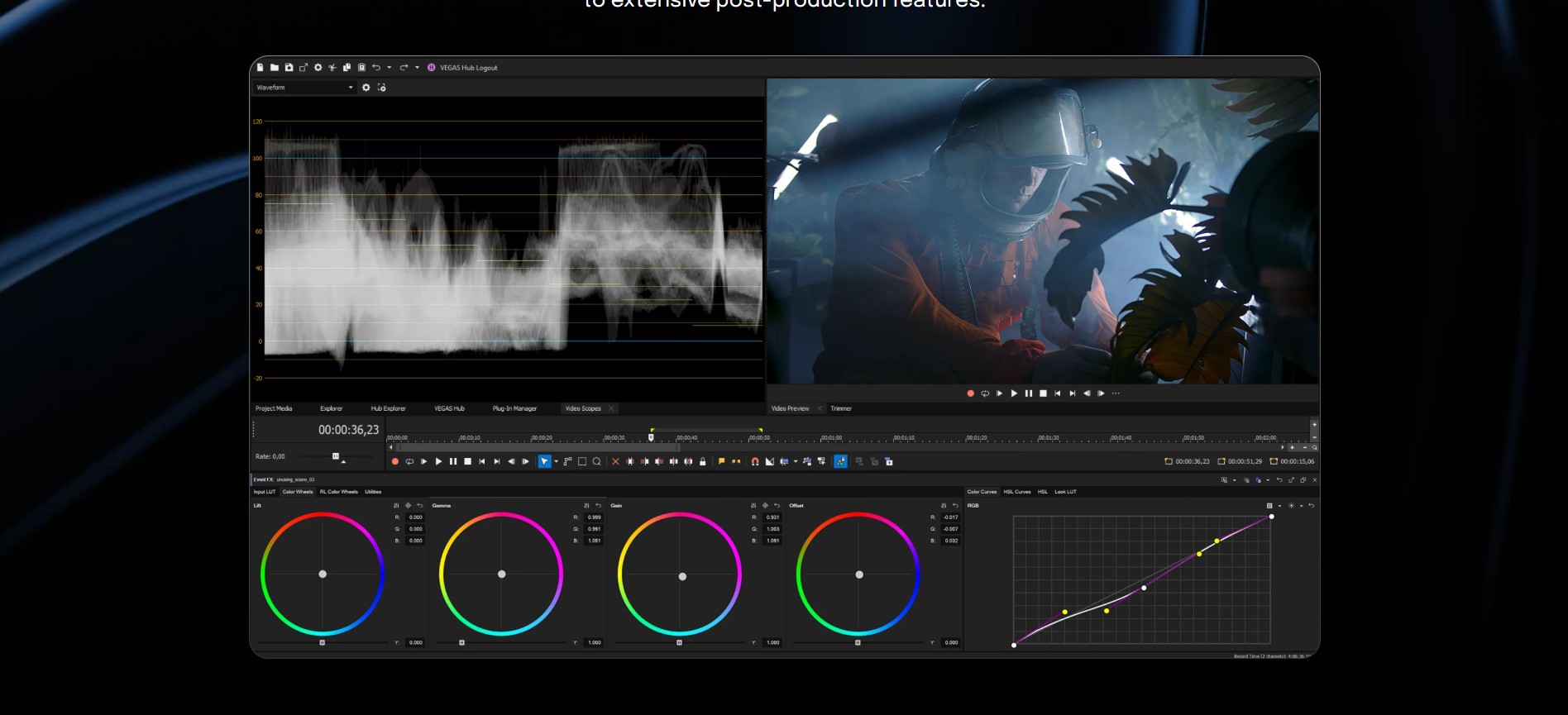 Giao diện edit phần mềm Sony Vegas Pro