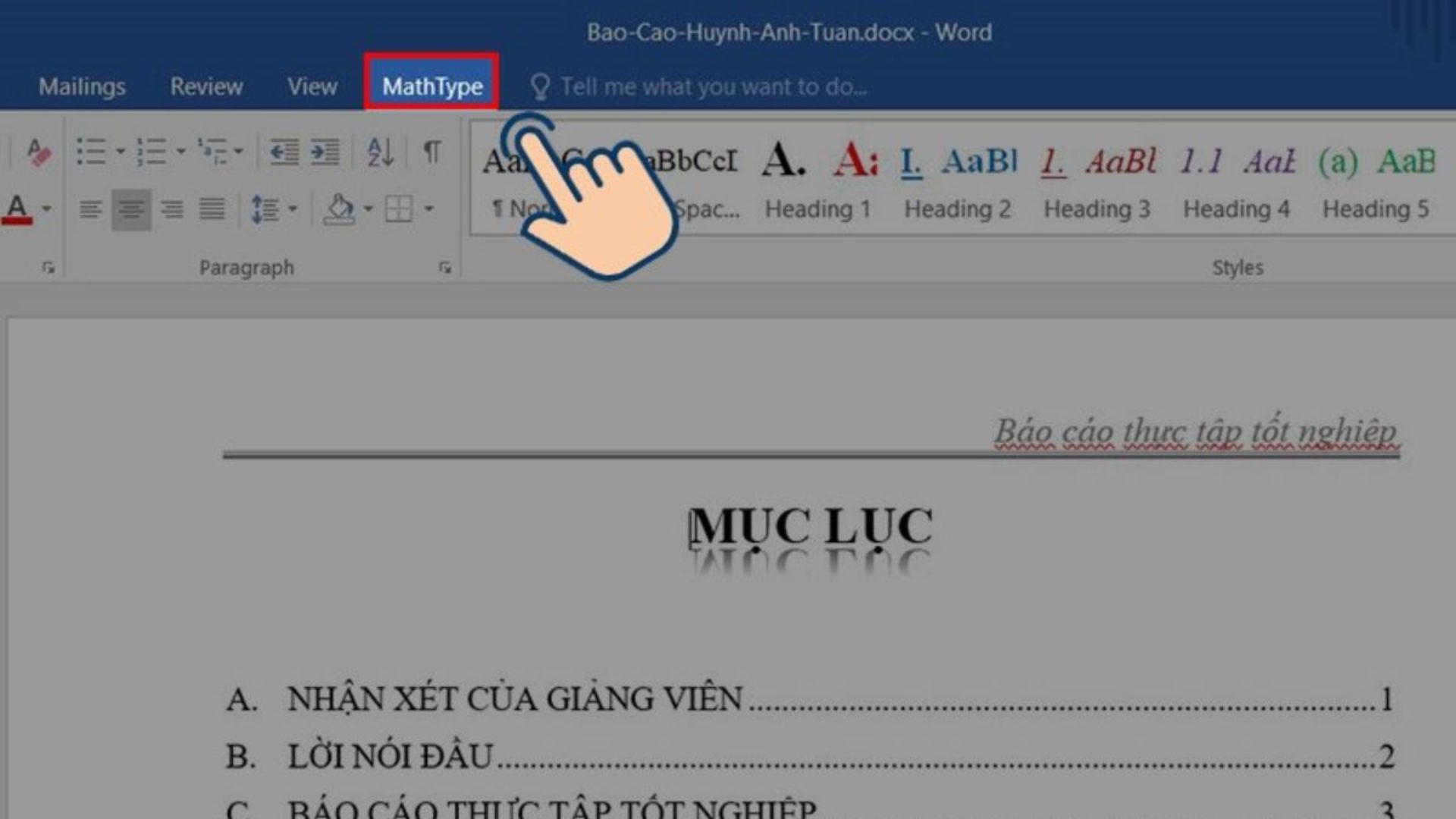 Sử dụng MathType trong Word