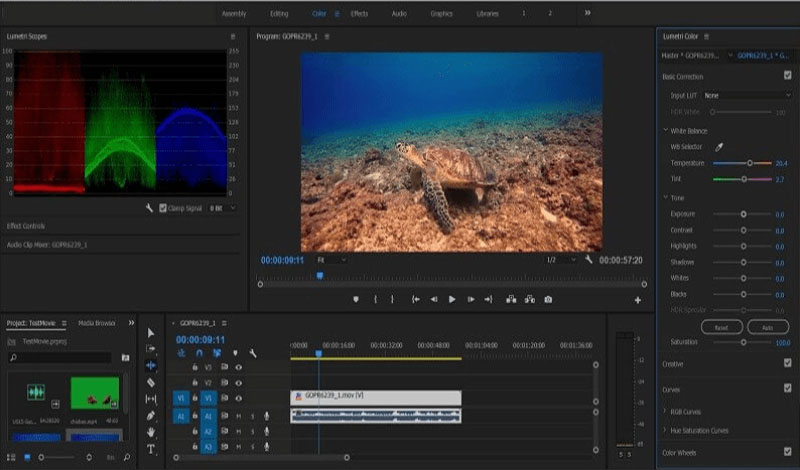Giao diện edit của phần mềm Adobe Premiere Pro